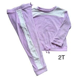 Toddler Girls Colorblock Velour 2-Piece Outfit Set - Purple size 2T